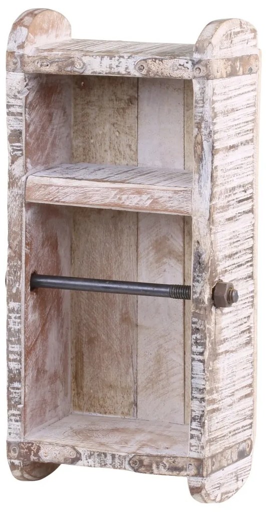 Drevený nástenný stojan na toaletný papier Brick - 15 * 10 * 30 cm