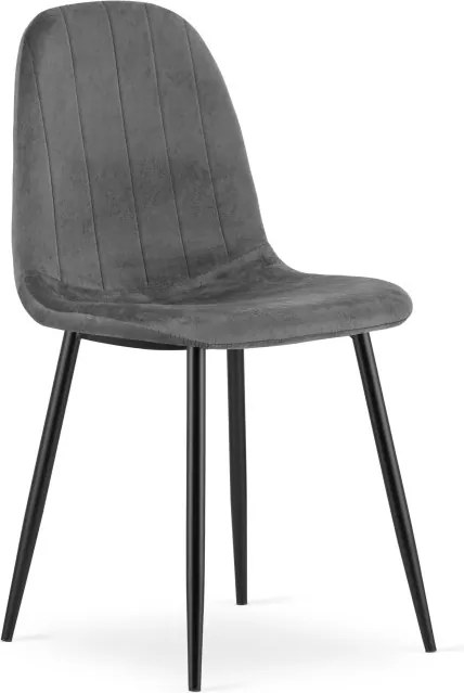 Set štyroch jedálenských stoličiek PADVA zamatové tmavosivé / čierne nohy (4 ks)