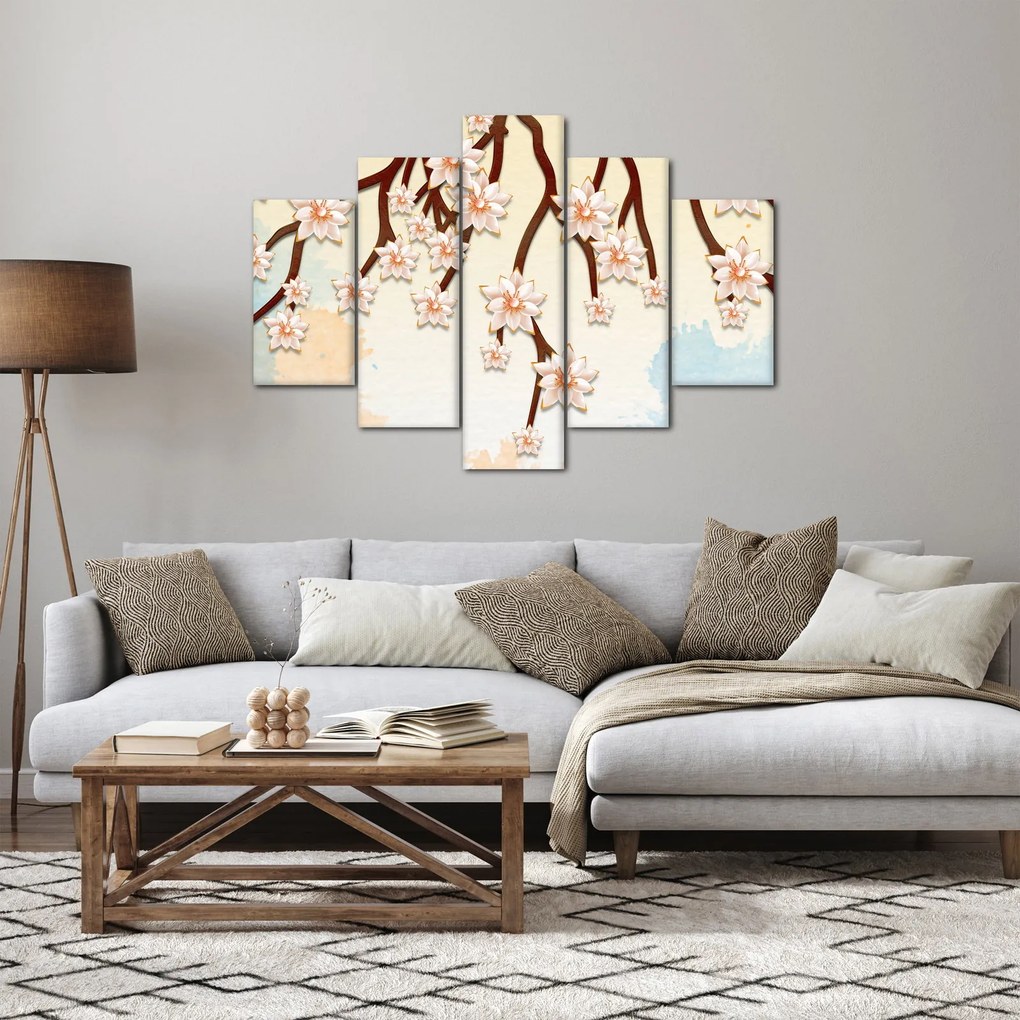 Obraz - Kvety na vetvách, farebné (150x105 cm)