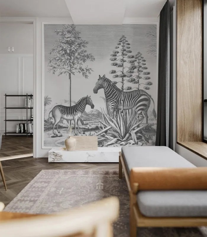 WALLCOLORS Zebra on Agave Wallpaper - tapeta POVRCH: Prowall Concrete