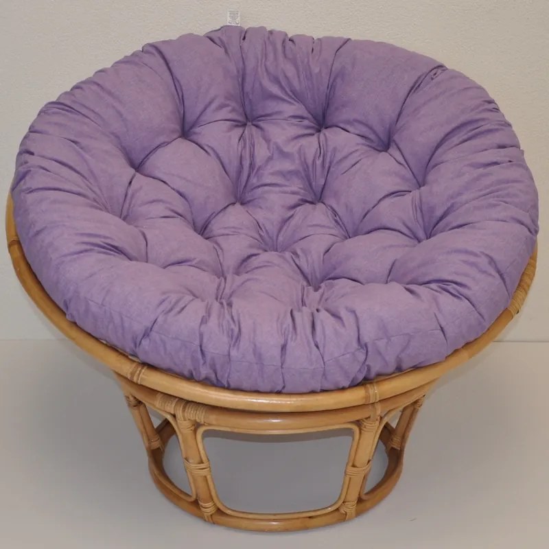 Relaxačný papasan DEMETRIA — ⌀100 cm, ratan, látka, medová / viac farieb Biela