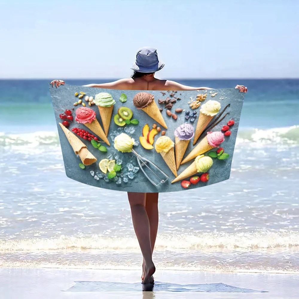 PLÁŽOVÁ OSUŠKA Z MIKROVLÁKNA ICE CREAM2 100X180 CM VZOROVANÁ