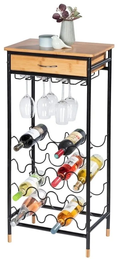 Kovová vinotéka v čierno-prírodnej farbe na 16 fliaš, 48x95 cm Loft - Wenko
