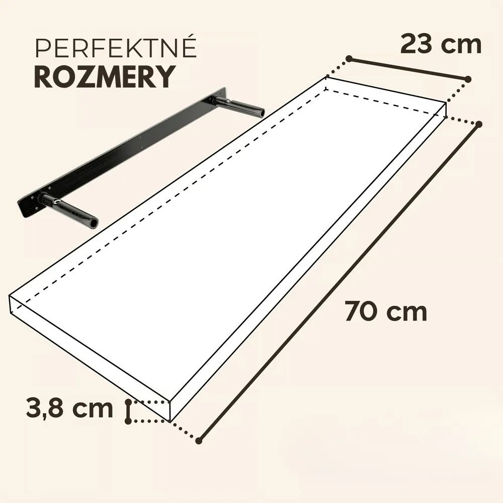Nástenná polica FIGO + konzola, 70cm, biela Casaria