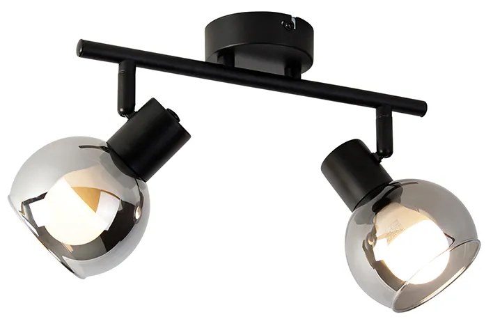 Inteligentné stropné svietidlo čierne s dymovým sklom vrátane 2 Wifi P45 - Vidro