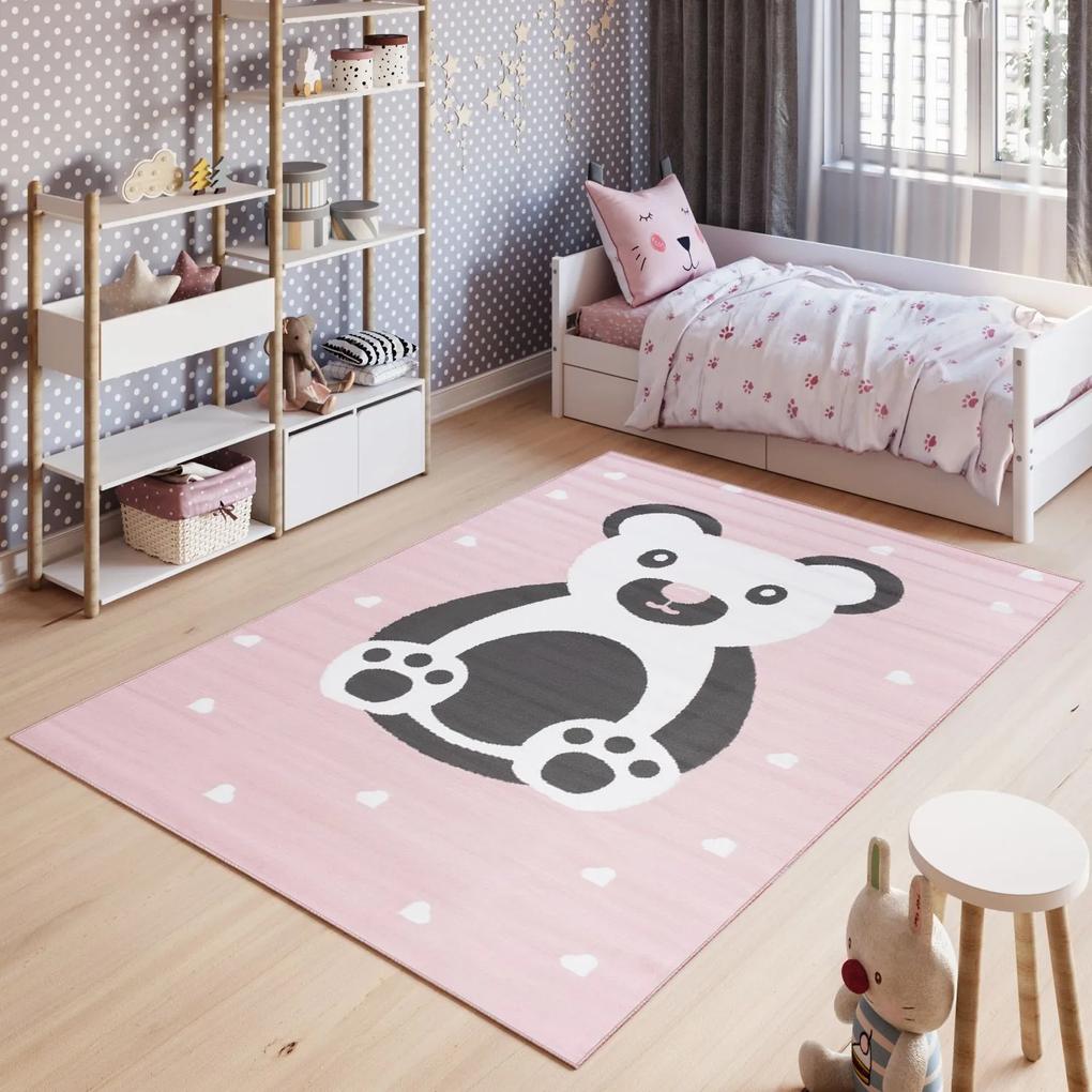 Detský koberec PINKY Bear ružový - 80x150 cm