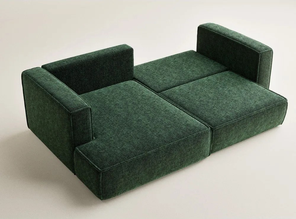 Tmavozelená ženilková rozkladacia/s úložným priestorom rohová pohovka (ľavý roh/s leňoškou) Velto – Maison de Rêve
