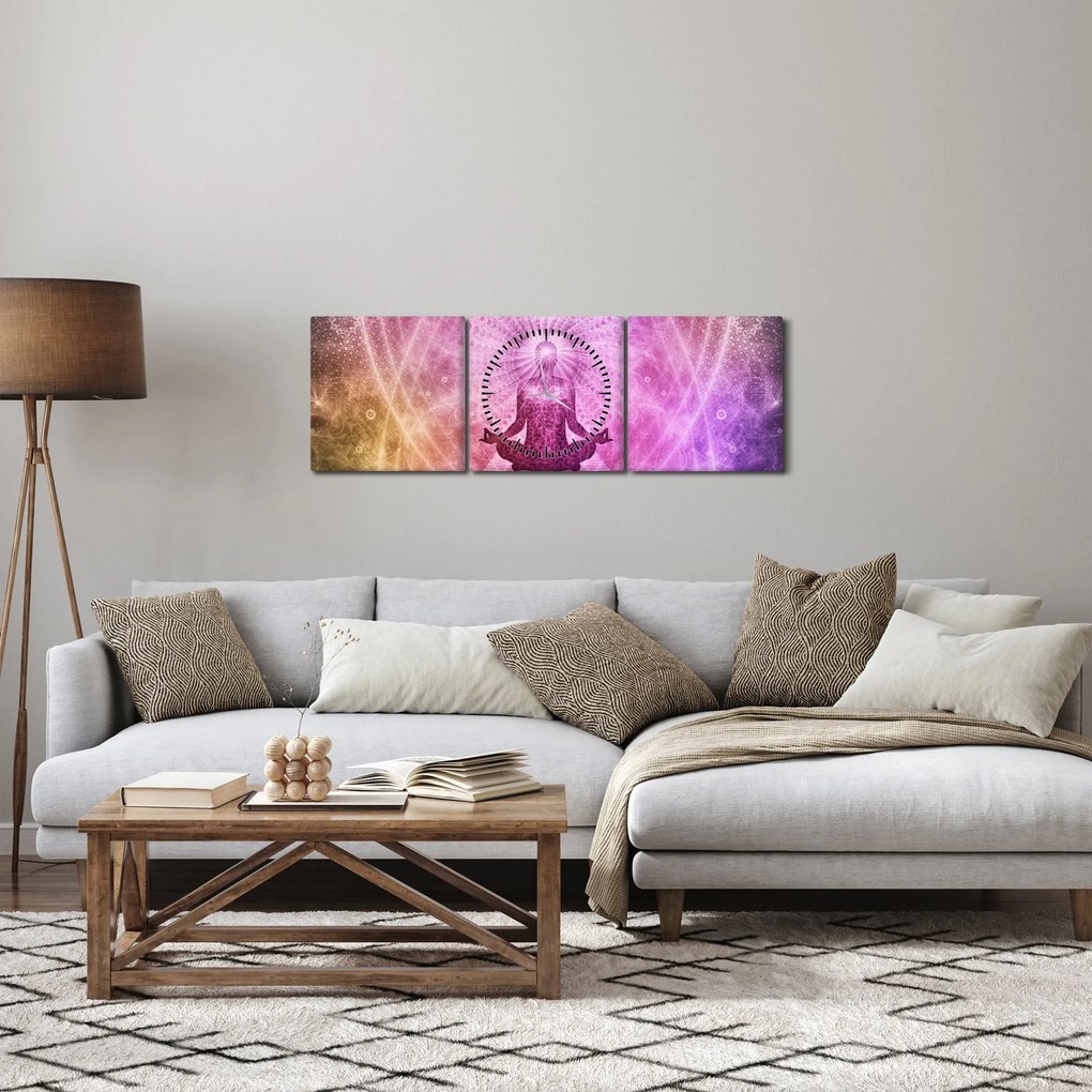 Obraz - Meditačná aura (s hodinami) (90x30 cm)
