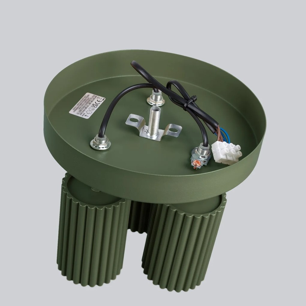 Stropné svietidlo Karbon, 3x olivovo zelené kovové tienidlo, (možnosť polohovania)