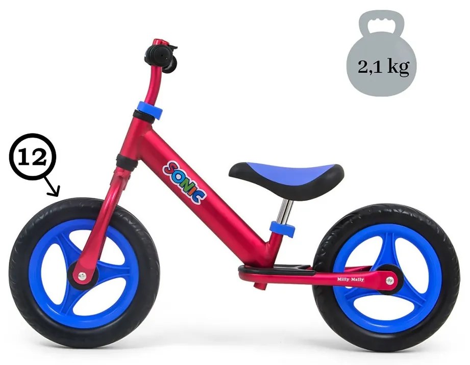 Detské odrážadlo bicykel Milly Mally Sonic Red