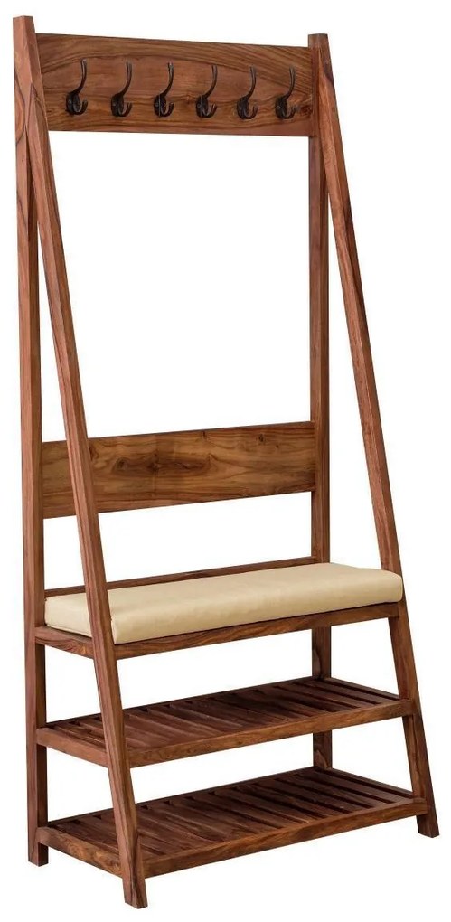 furniture-nabytek.cz - Masívny drevený vešiak s botníkom 80x175x40