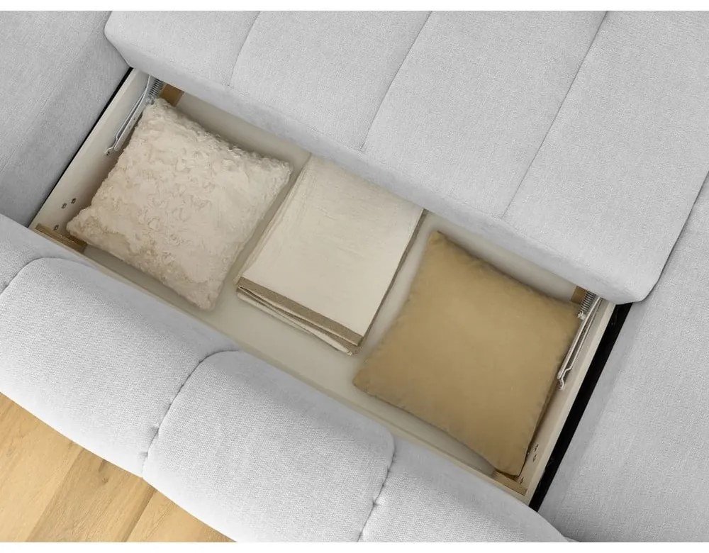 Svetlosivá rozkladacia/s úložným priestorom rohová pohovka (pravý roh/do tvaru "U") Fuji – Bobochic Paris