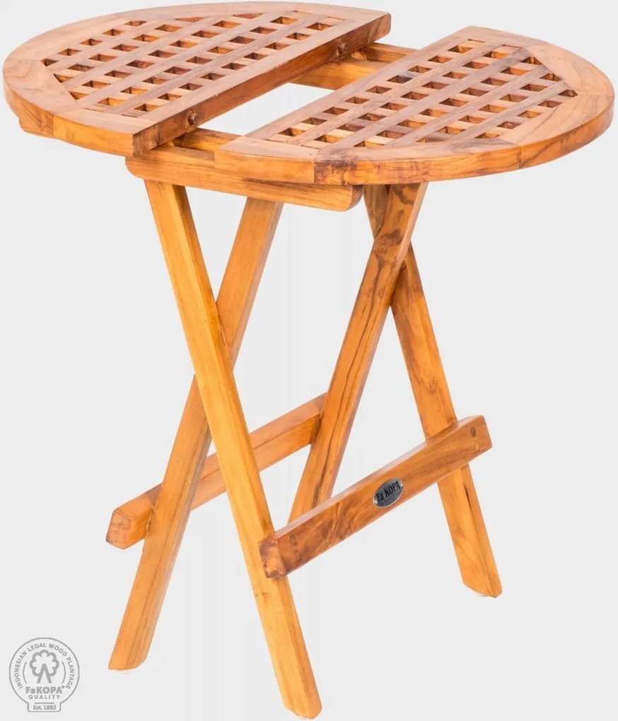 FaKOPA s. r. o. PICNIC - záhradný teakový skladací stolík Ø 50 cm, teak