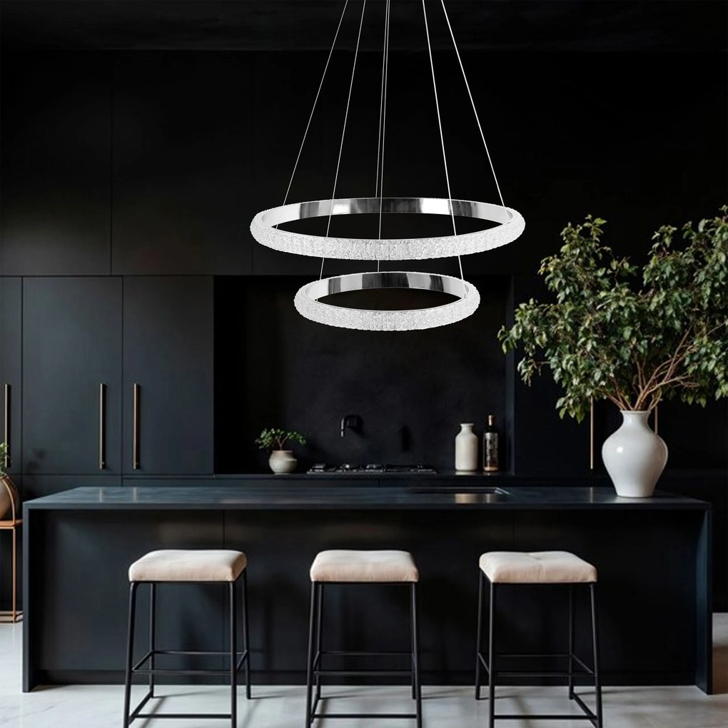 Toolight Toolight, LED závesné osvetlenie 63cm, 80W, G046-2CP, chrómová, OSW-06314