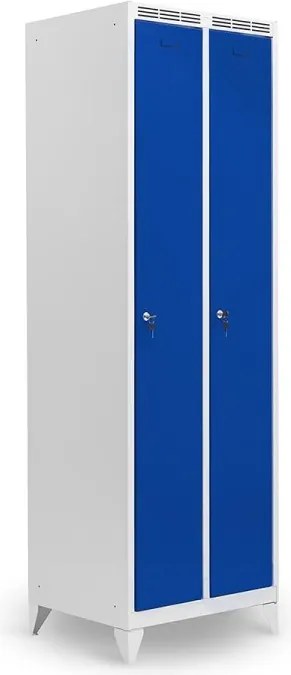 Kovová šatníková skriňa Trestles SS2M 1800x600x500 mm, 2 oddiely, modré dvere Podnož: sokel, Zámok: otočný