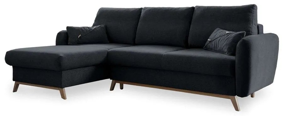 Tmavosivá rozkladacia rohová pohovka Miuform Scandic Lagom, ľavý roh