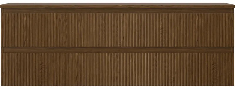 Mexen Rivel, kúpeľňová skrinka pod umývadlo 140 cm s hornou doskou, 2 zásuvky, drážkovaná, orech, 91A20-14047-2-BFFC86