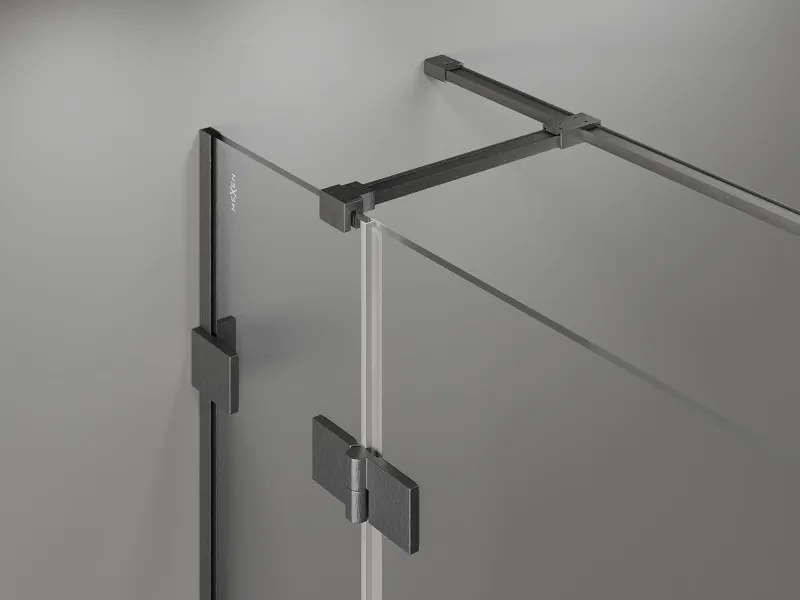 Mexen Lunar T sklápací sprchový kút pravý 125 x 120 cm, číre sklo, brúsený grafit, 834T-125-120-66-00-P