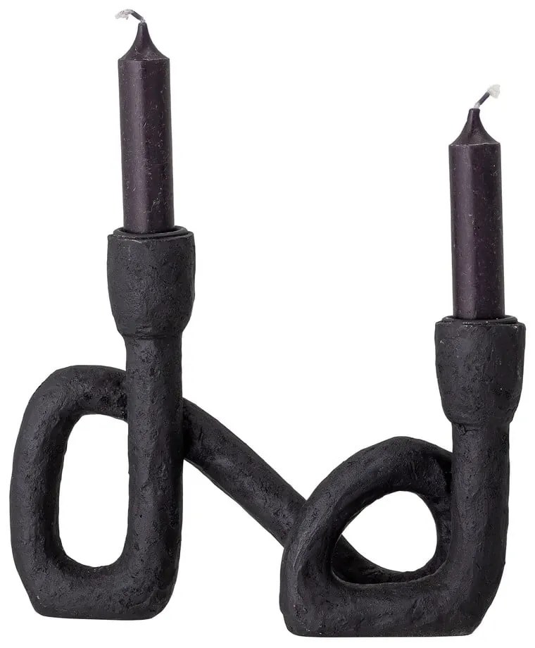 Čierny svietnik Bloomingville Mashel, výška 16,5 cm