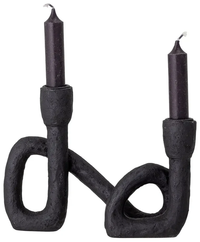 Čierny svietnik Bloomingville Mashel, výška 16,5 cm