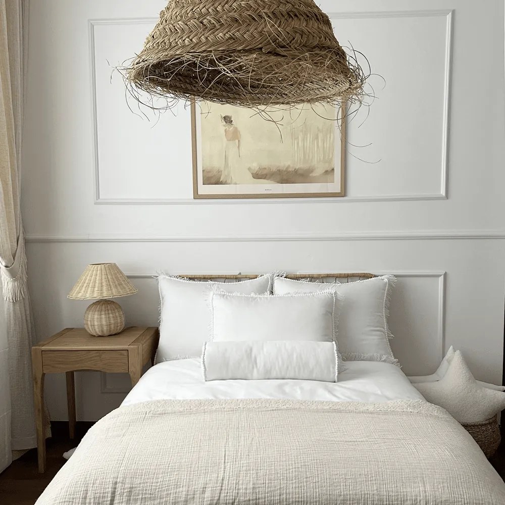 Obojstranný prehoz z mušelínu a ľanu béžová 100x135 cm