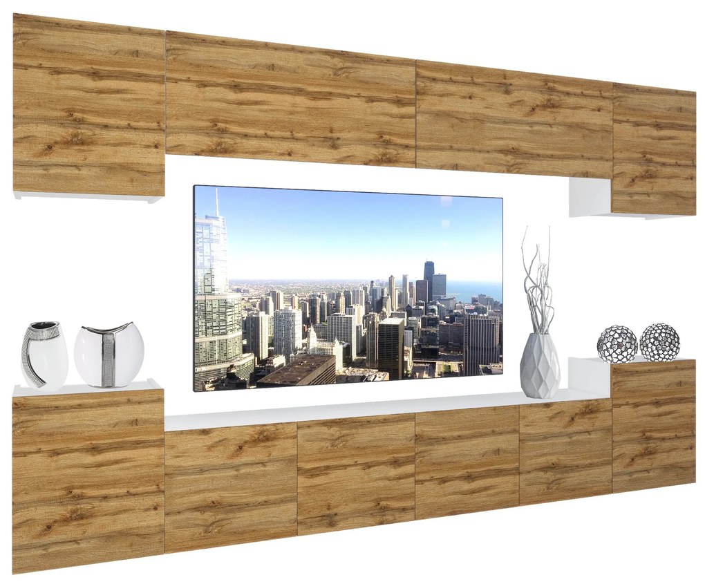 Obývacia stena Belini Premium Full Version dub wotan + LED osvetlenie Nexum 73
