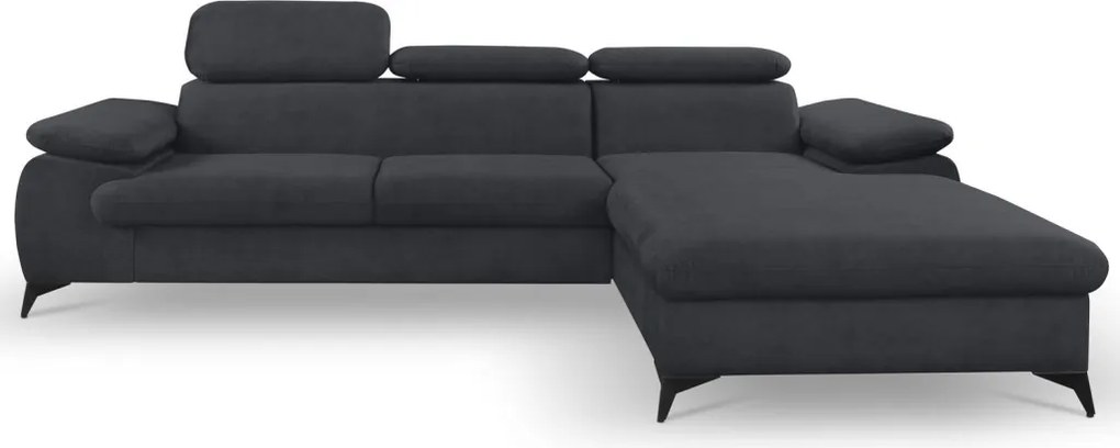 Rohová sedacia súprava Scala, antracitová šedá látka, pravý roh