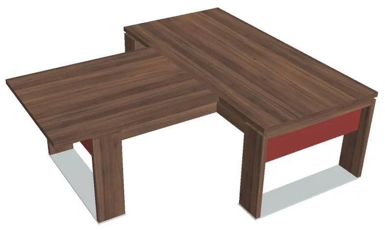 Stôl Verno+ S 200 x 220 cm s rokovacím prvkom, orech / červená