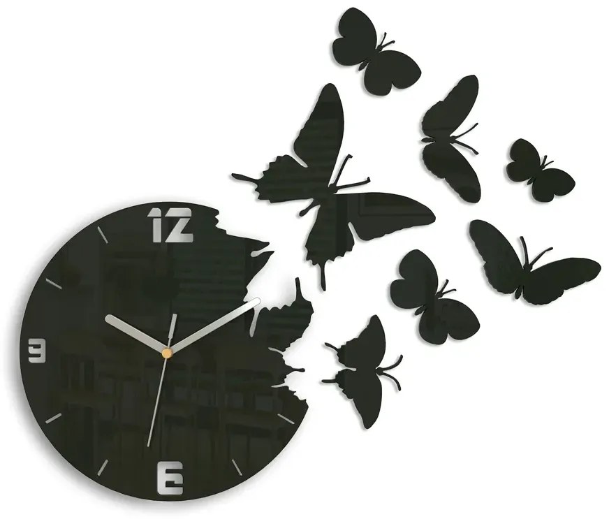 3D nalepovací hodiny Butterfly wenge