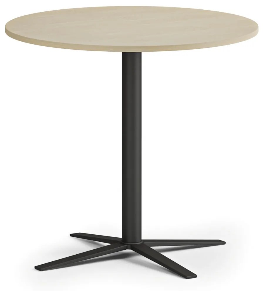 Konferenčný stolík AURA, priemer 80 cm, čierna podnož, breza