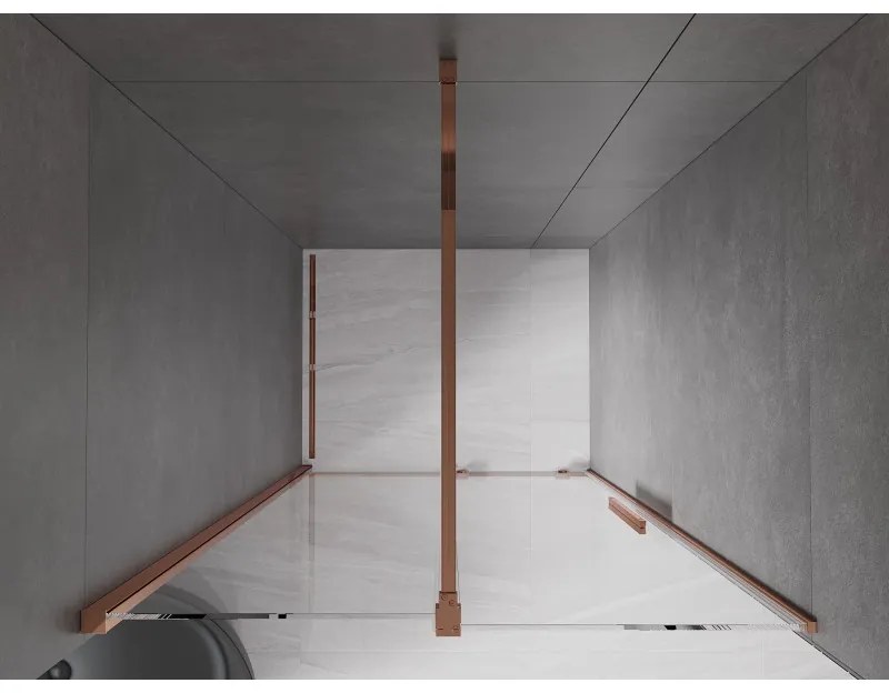Mexen Velar, posuvné dvere do otvoru 90x200 cm, 8mm číre sklo, ružové zlato, 871-090-000-01-60