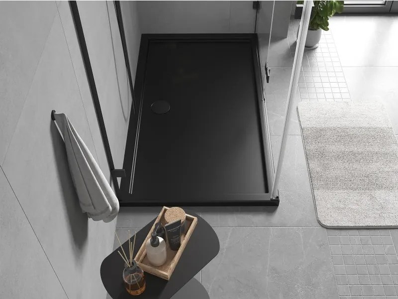 Mexen, Mexen Flow obdĺžniková sprchová vanička slim 140 x 85 cm, čierna matná, 46R708514