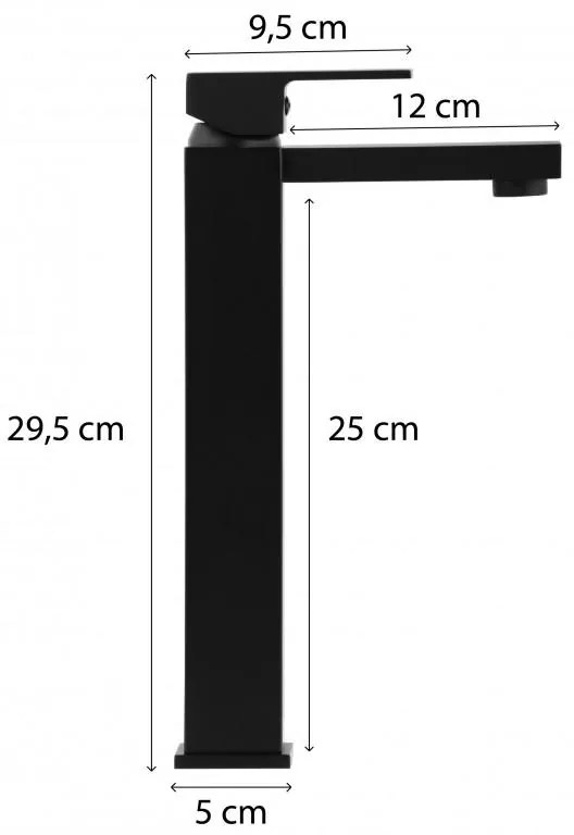 Erga Gappo, vysoká umývadlová batéria h-296, čierna matná, ERG-YKA-BU.GAPPO 36-BLK