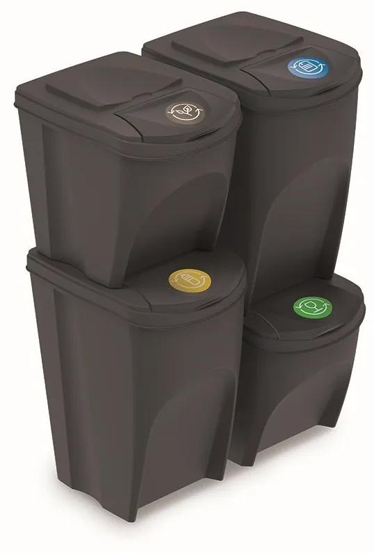 Prosperplast Sada 4 odpadkových košov DEILA 2x25L a 2x35L antracit