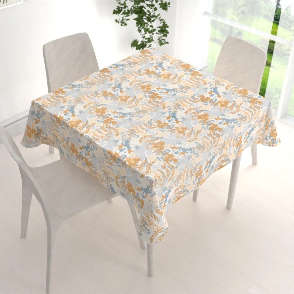 Biante Zamatový štvorcový obrus Tamara TMR-043 Hnedo-modré designové rastliny 100x100 cm