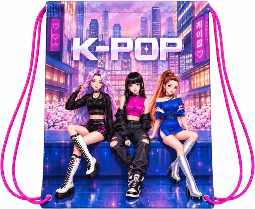 Vrecko na prezúvky KPop Demon Hunters – HUNTR/X - motív City Lights - 40x35 cm