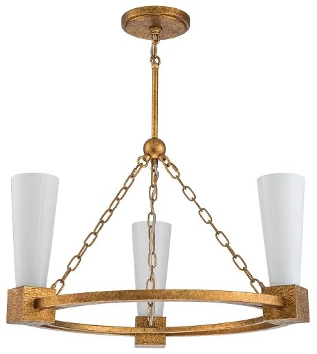 Elstead KRISTY3-DG-OPAL - Stropný luster KRISTY na tyči 3xE27/40W/230V medený