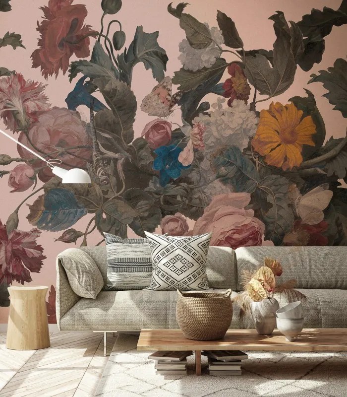 WALLCOLORS Dragonfly Garden Pink Wallpaper - tapeta POVRCH: Prowall Canvas