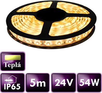 ECOLIGHT LED pásik - SMD 2835 - 5m - 60LED/m - 10,8 W/m - 24V - IP65 - teplá biela