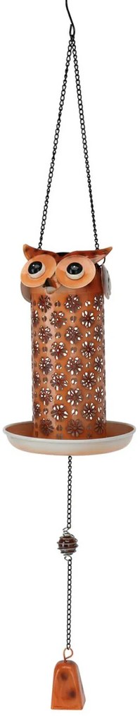 Závesné solárne kŕmidlo pre vtáky Owl, 75x13 cm, kov, viacfarebná