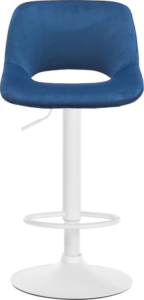 Barová stolička Camden - zamat, biely rám Modrá
