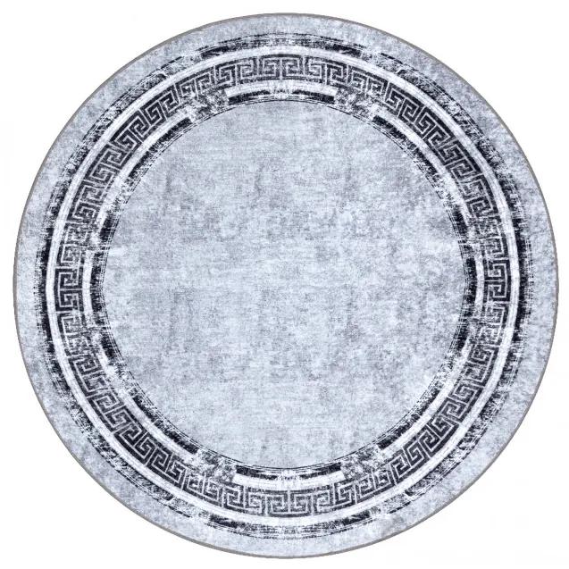 Koberec MIRO 51254.802 mramor / grécky, sivý / čierny kruh