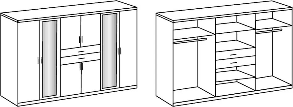 Šatníková skriňa so zrkadlami Düsseldorf, 270 cm, biela