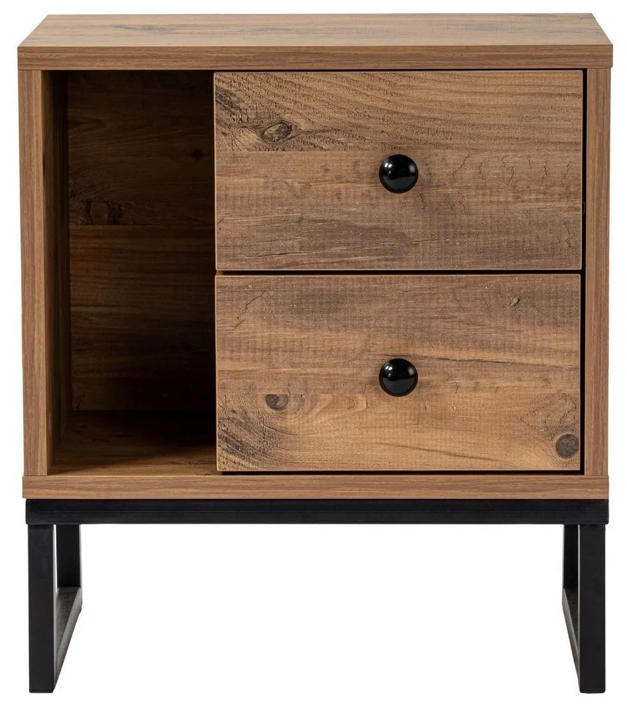 Nočný stolík Glimarolla (borovica atlantická + čierna). Akcia -29%. Vlastná spoľahlivá doprava až k Vám domov. 1106610