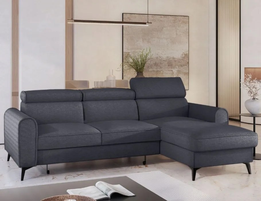 Elegantný rohový gauč Bello na vysokých nohách s funkciou spania a úložným priestorom