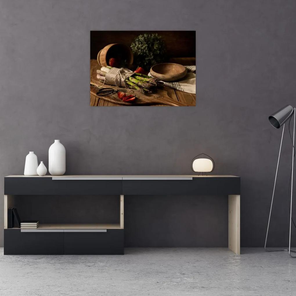 Obraz špargle na stole (70x50 cm)