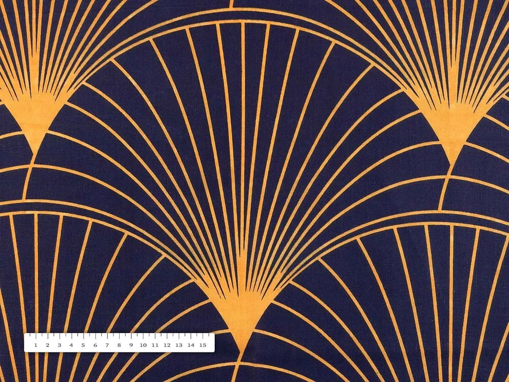 Biante Bavlnený obdĺžnikový obrus Sandra SA-504 Oranžové vejáre na tmavo modrom 120x160 cm