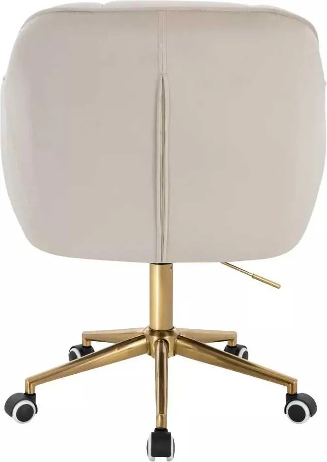 LuxuryForm DESIGN Stolička AVOLA VELUR na zlatej podstave s kolieskami - krémová
