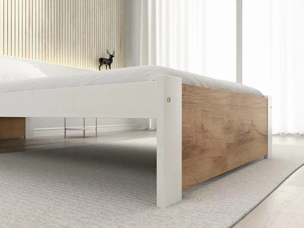Posteľ IKAROS 80 x 200 cm, biela/dub artisan Rošt: Bez roštu, Matrac: Matrac COCO MAXI 20 cm