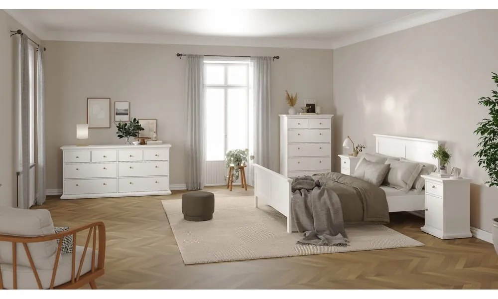 Biela vysoká komoda 96x140 cm Paris – Tvilum